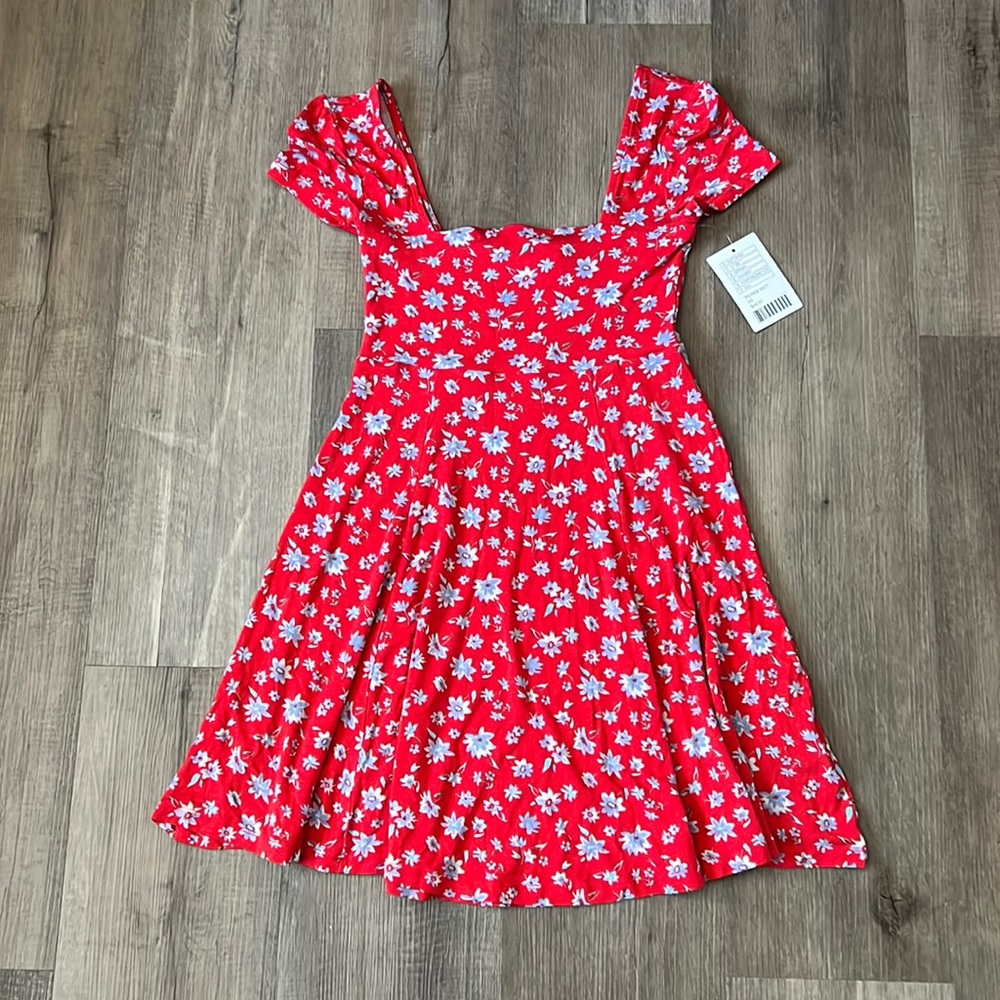 Kimchi Blue | red floral babydoll dress